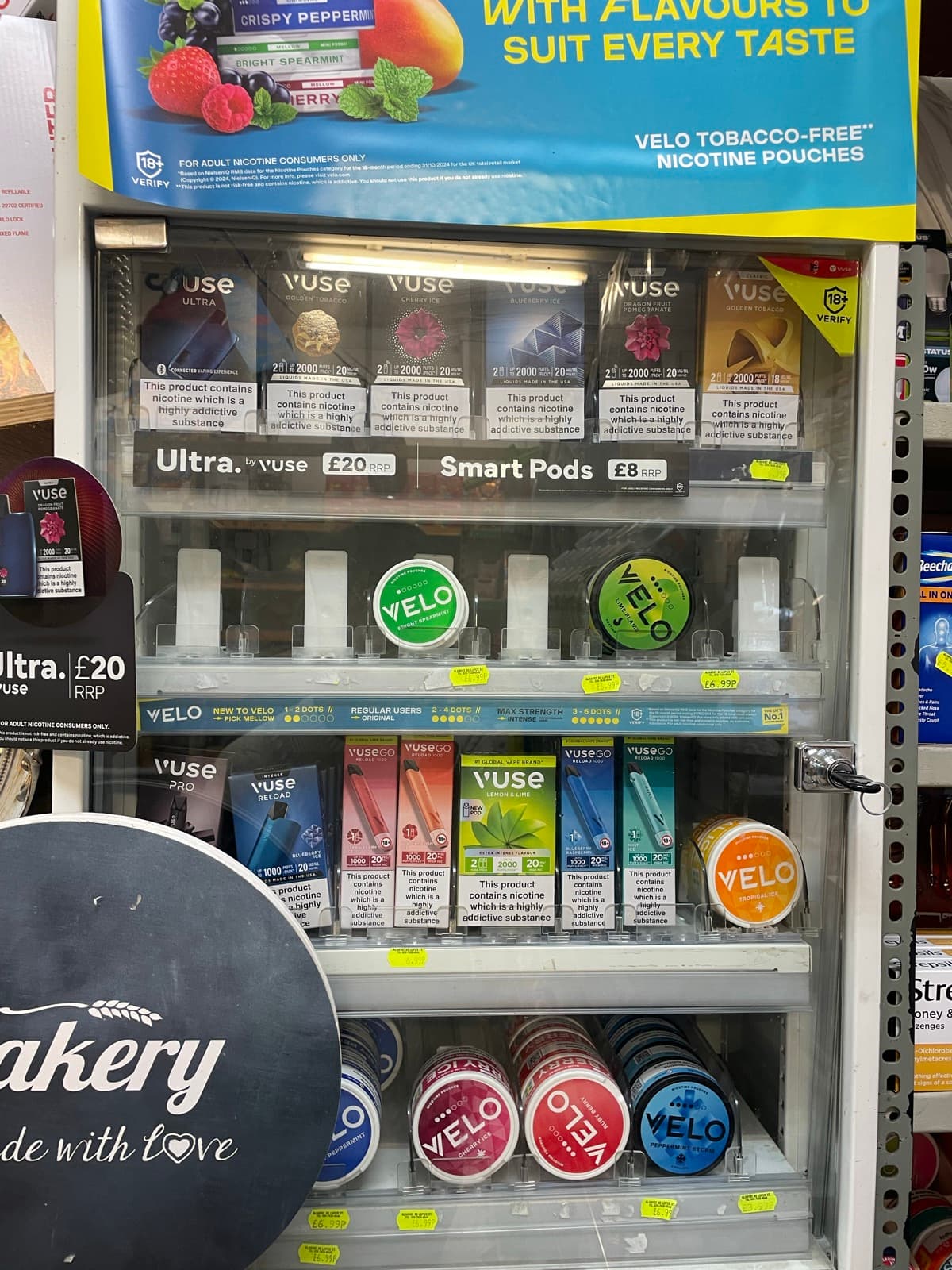 Cigarettes, Vapes & Shisha on the shelves at Alhayat, 85–87 Lupus Street, Pimlico (photo 5)