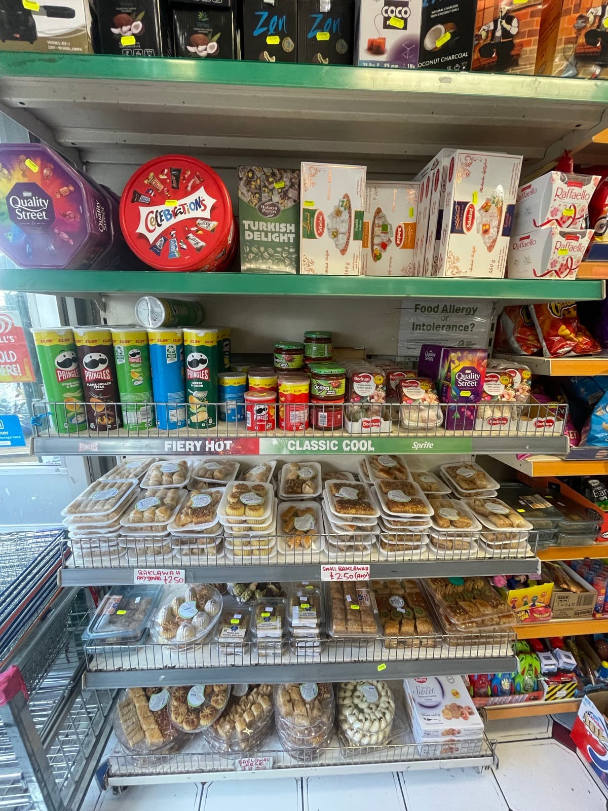 Sweets & Baklava on the shelves at Alhayat, 85–87 Lupus Street, Pimlico (photo 2)